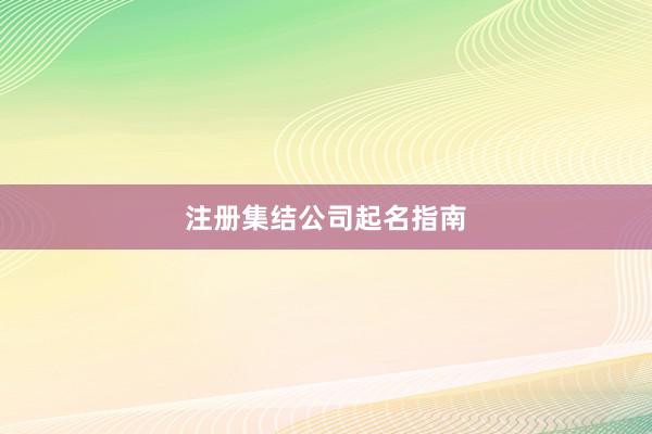 注册集结公司起名指南